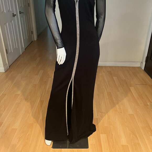 VINTAGE NICOLE BAKTI JERSEY RHINESTONE EMBELLISHED GOWN SIZE L LARGE - Picture 2 of 12